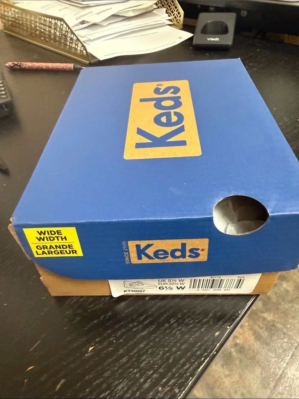 Keds Toddler Kids White Leather Daphne Sneakers - Wide Width Size 6.5W
